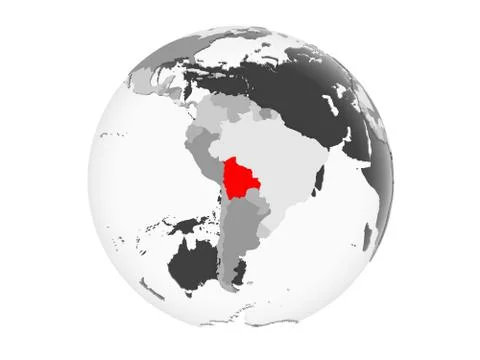 Bolivia on grey globe isolated Stock Illustration