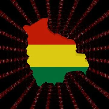 Bolivia map flag on red hex code burst illustration Illustrazione stock