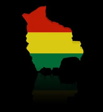 Bolivia map flag with reflection illustration Stock Illustration