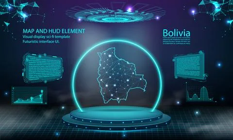 Bolivia map light connecting effect background. abstract digital technology.. Stock Illustration