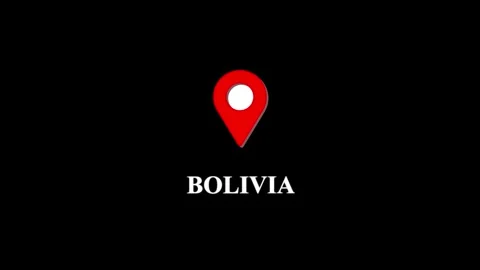 Bolivia map location pin animation, travel destination marker on black back.. 스톡 동영상 332453248