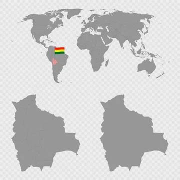 Bolivia Map Set with World Location. Stock Illustration