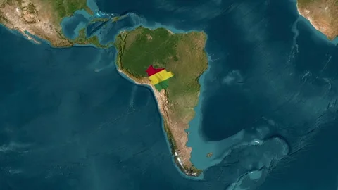 Bolivia map with waving flag Stock Footage 294128536