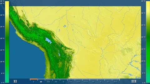 Bolivia - maximum temperature, raw data Stock Footage 92155822