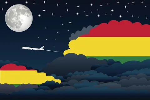 Bolivia Night Clouds Airplane Vector Illustration Stock Illustration