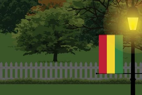 Bolivia Night Trees Lamp Vector Illustration Stock Illustration