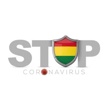 Bolivia protective shield. Stop coronavius concept. 3D Render Stock Illustration