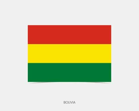 Bolivia Rectangle flag icon with shadow. 스톡 일러스트