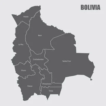 Bolivia regions map Stock Illustration