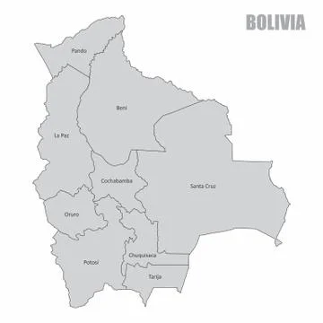 Bolivia regions map Stock Illustration