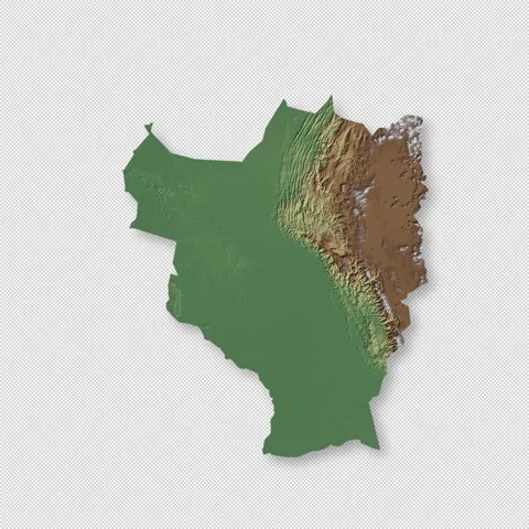 Bolivia Rotating 3D Relief Map Seamless Loop, Alpha Channel 4K Stock Footage 340724353