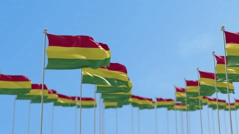 Bolivia Row Of Flags 3D Animation Stock-Footage 148631174