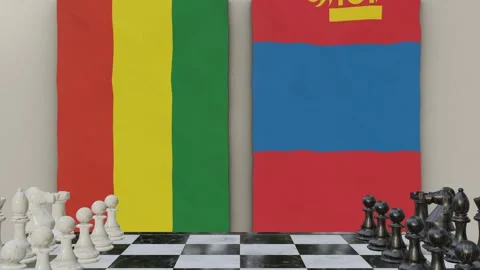 Bolivia vs Mongolia  at the chessboard. Stock Footage 257961497