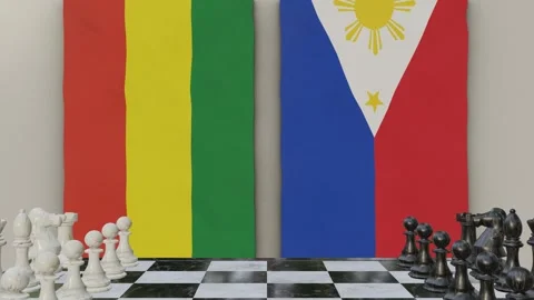 Bolivia vs Philippines  at the chessboard. Stock Footage 257961598
