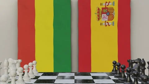 Bolivia vs Spain  at the chessboard. Stock Footage 257961707