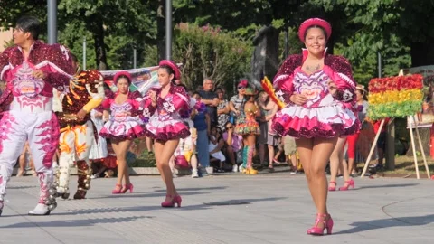 Bolivian dancers Stock Footage 281137577