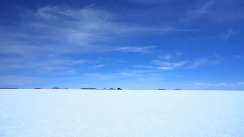Bolivian Desert Salt flats adventure a Road Trip across Altiplano Salar de Uyuni Stock Footage