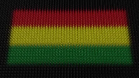Bolivian Flag Light Shining on Scrolling Bullets Stock Footage 284585491