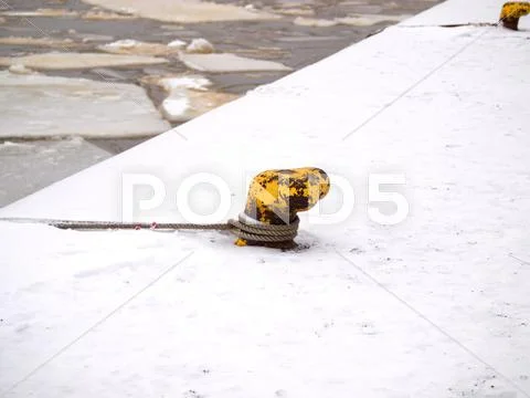 Bollard and mooring lines Stock Photos