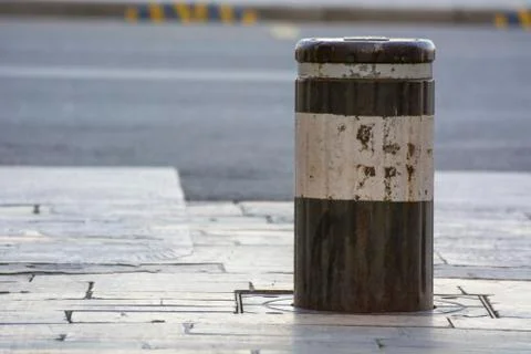 Bollard with cold colours Stock Photos
