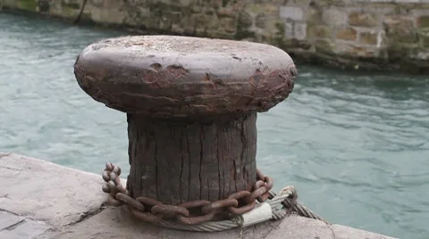 Bollard at harbor Stock Footage 7795060