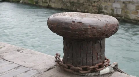 Bollard at harbor Stock Footage 7798588