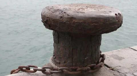 Bollard at harbor Stock Footage 7799460
