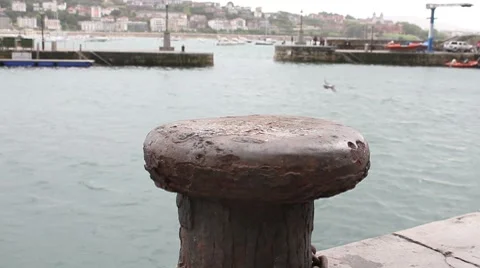 Bollard at harbor Stock Footage 7799838