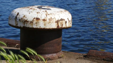 Bollard at the shore 4k. Stock Footage 64205847