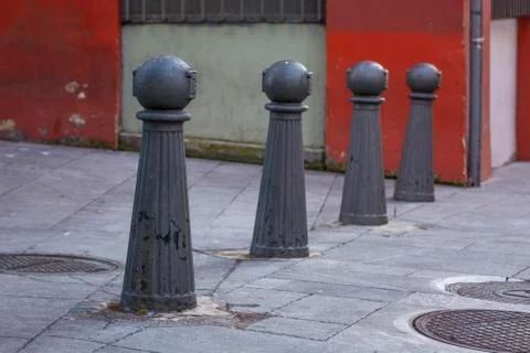 Bollards and ground Stock Photos