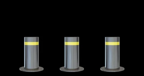 Bollards.Automatic traffic barrier.vehicle barriers. 3d animation. luma matte. Stock Footage 101684679