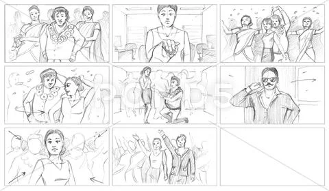 Bollywood storyboard Stock Illustration