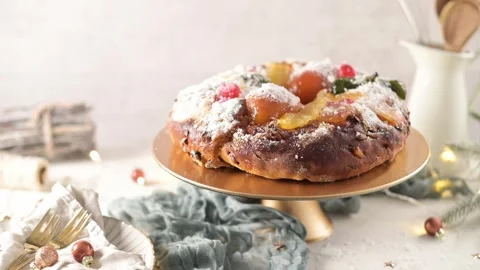Bolo do Rei or King's Cake Stock Footage 258709032