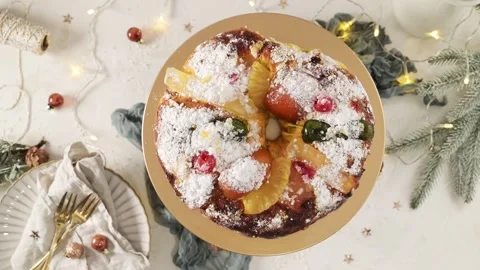 Bolo do Rei or King's Cake Stock Footage 258709280