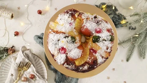 Bolo do Rei or King's Cake Stock Footage 258709300