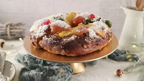 Bolo do Rei or King's Cake Stock Footage 258709343