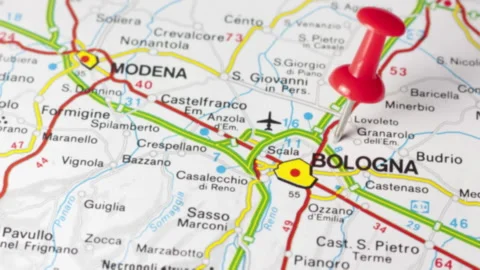 BOLOGNA on a map Stock Footage 174315663