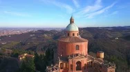 Bologna Skyline Landmark San Luca Church Aerial View Stock Footage