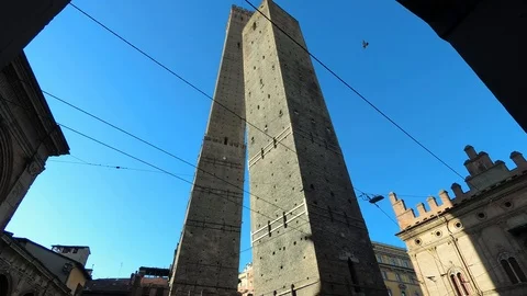 Bologna view of two towers Stock Footage 100666174