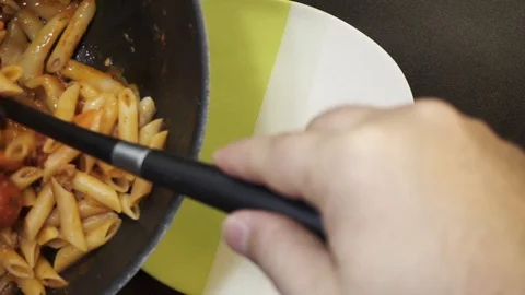 Bolognese pasta on dish Stock Footage 97410850