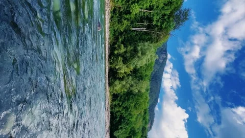 The Bolshaya Laba River. A mountain emerald river in a narrow Stock Footage 268589727