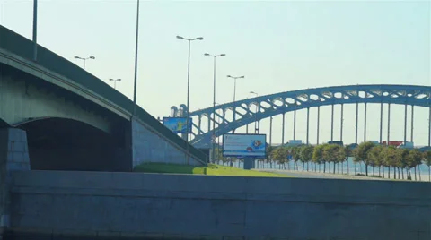 Bolsheokhtinsky, or Peter the Great Bridge, Saint Petersburg Stock Footage 35754492