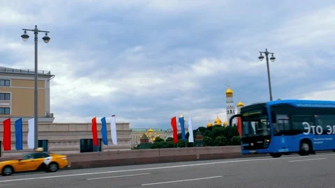 Bolshoy Moskvoretsky bridge (Ivan the Great bell tower) Stock Footage 243727920