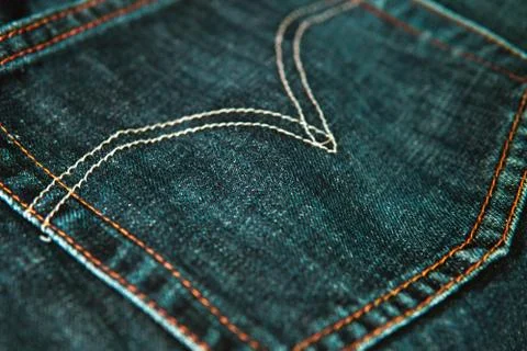 Bolsillo trasero de pantalón de mezclilla azul, vista de cerca, estilo de vida Stock Photos