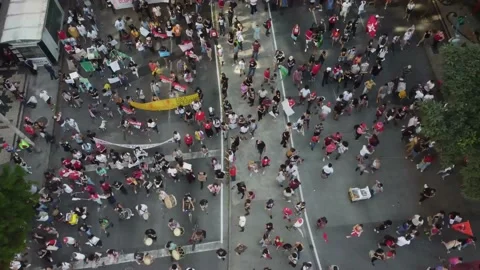 "BOLSONARO OUT": timelapse of protest during pandemic against Bolsonaro Stock-Footage 155463532
