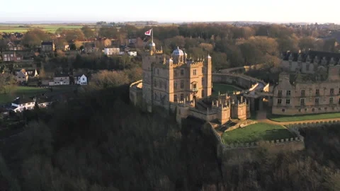 Bolsover Castle (Aerial - backwards reveal) Stock Footage