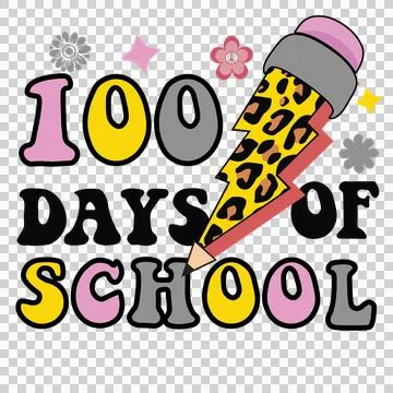 Bolt 100 Days Of School Icon lightning flower star retro Stock Illustration