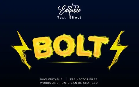 Bolt 3D Editable Text Effect Vector Design Stock Illustration