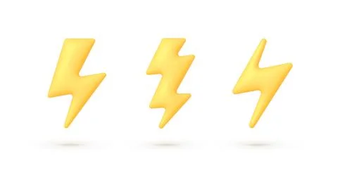 Bolt 3d set on white backdrop. 3d render vector illustration. Isolated light Illustrazione stock