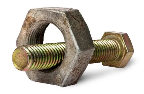 Bolt and big old nut Stock Photos